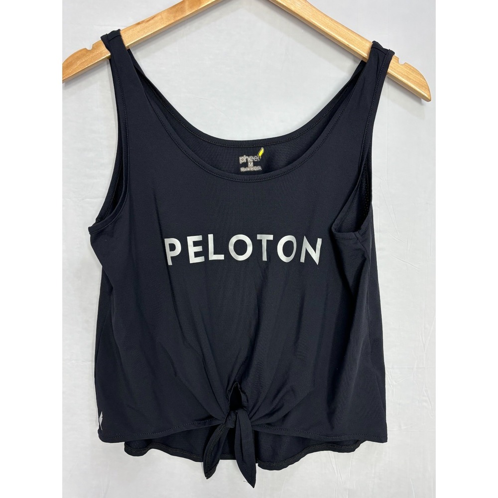 Peloton x Pheel Tank Top Womens Black Tie-Front Sleeveless Workout USA Made Mβ